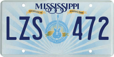 MS license plate LZS472