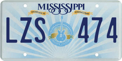 MS license plate LZS474