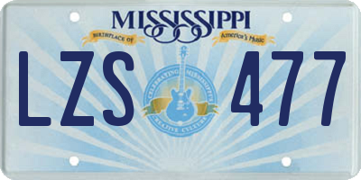 MS license plate LZS477
