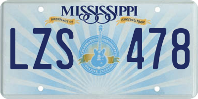 MS license plate LZS478