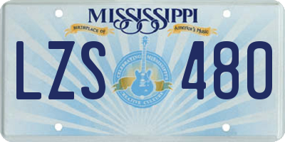 MS license plate LZS480