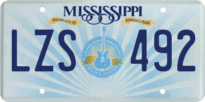 MS license plate LZS492