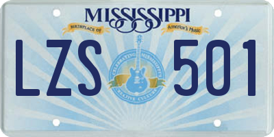 MS license plate LZS501