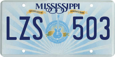 MS license plate LZS503