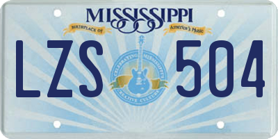 MS license plate LZS504