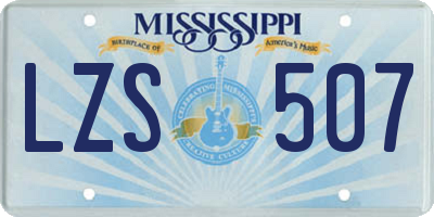 MS license plate LZS507
