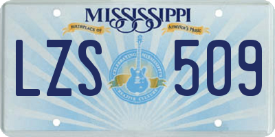 MS license plate LZS509