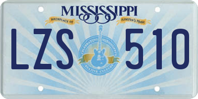 MS license plate LZS510