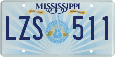 MS license plate LZS511