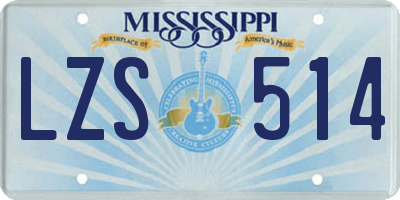 MS license plate LZS514