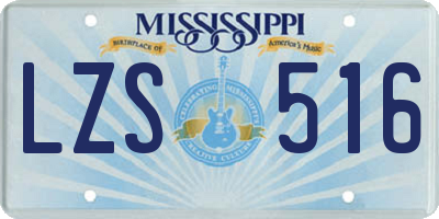 MS license plate LZS516