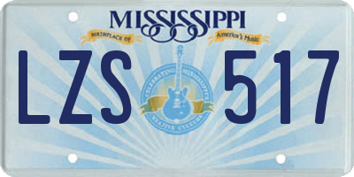 MS license plate LZS517