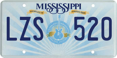 MS license plate LZS520