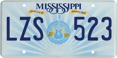 MS license plate LZS523