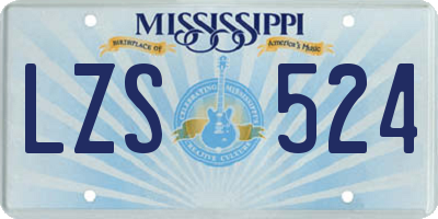 MS license plate LZS524