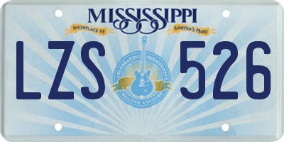 MS license plate LZS526