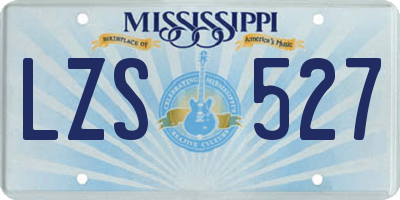 MS license plate LZS527