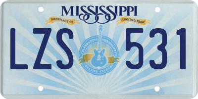 MS license plate LZS531