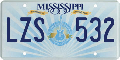 MS license plate LZS532