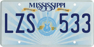MS license plate LZS533