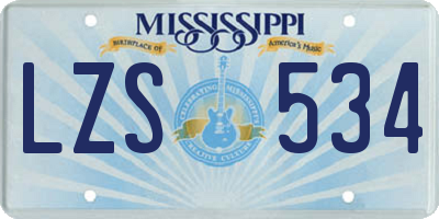 MS license plate LZS534