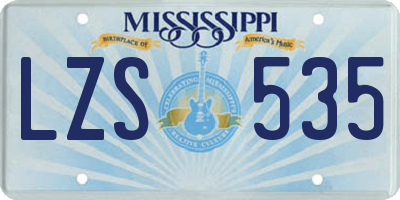 MS license plate LZS535