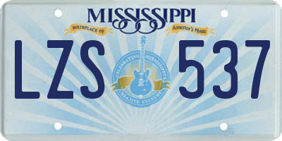 MS license plate LZS537