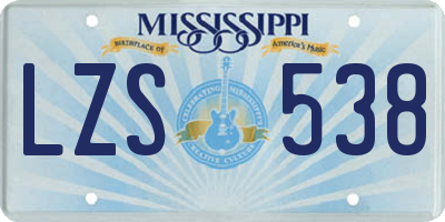 MS license plate LZS538