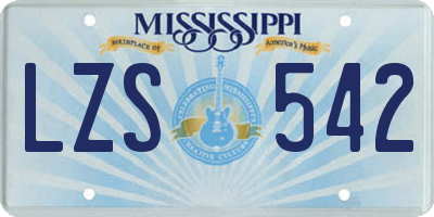 MS license plate LZS542