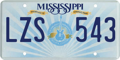 MS license plate LZS543