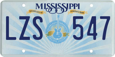 MS license plate LZS547