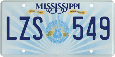 MS license plate LZS549