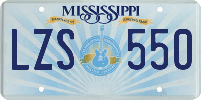 MS license plate LZS550