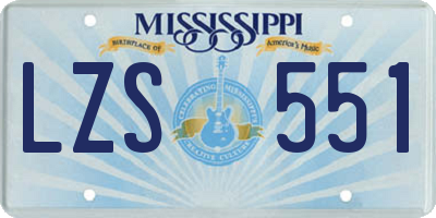 MS license plate LZS551