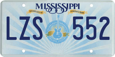 MS license plate LZS552