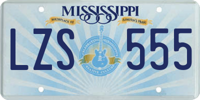 MS license plate LZS555