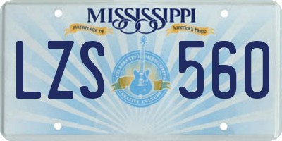MS license plate LZS560
