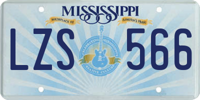 MS license plate LZS566