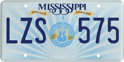 MS license plate LZS575
