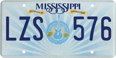 MS license plate LZS576