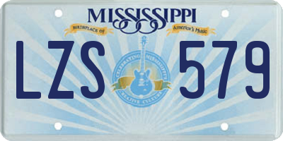 MS license plate LZS579