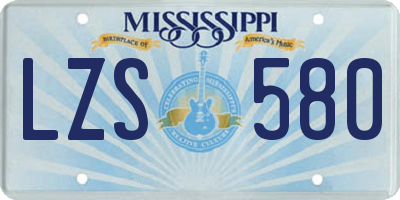 MS license plate LZS580