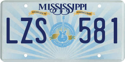MS license plate LZS581