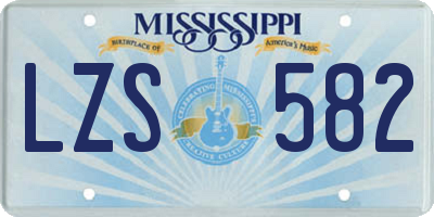 MS license plate LZS582