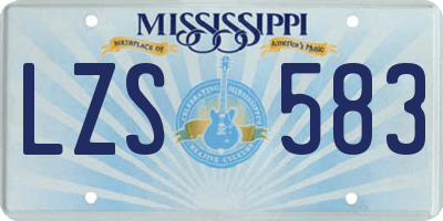 MS license plate LZS583