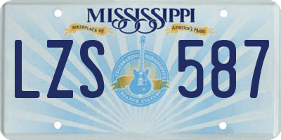 MS license plate LZS587