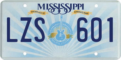 MS license plate LZS601