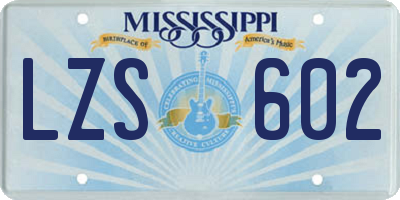 MS license plate LZS602