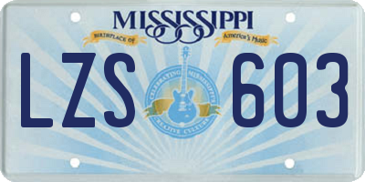 MS license plate LZS603