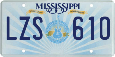 MS license plate LZS610